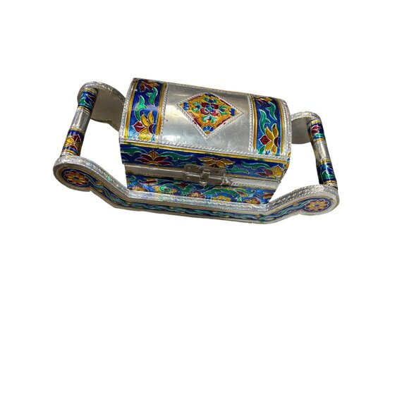Vintage Indian Handcrafted Silver foil carriage trinket jewelry box SKU 9145 - Picture 11 of 11